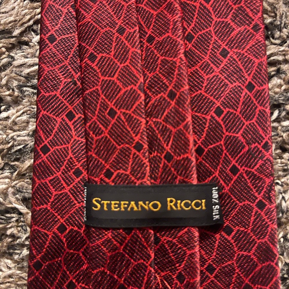 Stefano Ricci Red Patterned Silk Tie - Picture 3 of 4